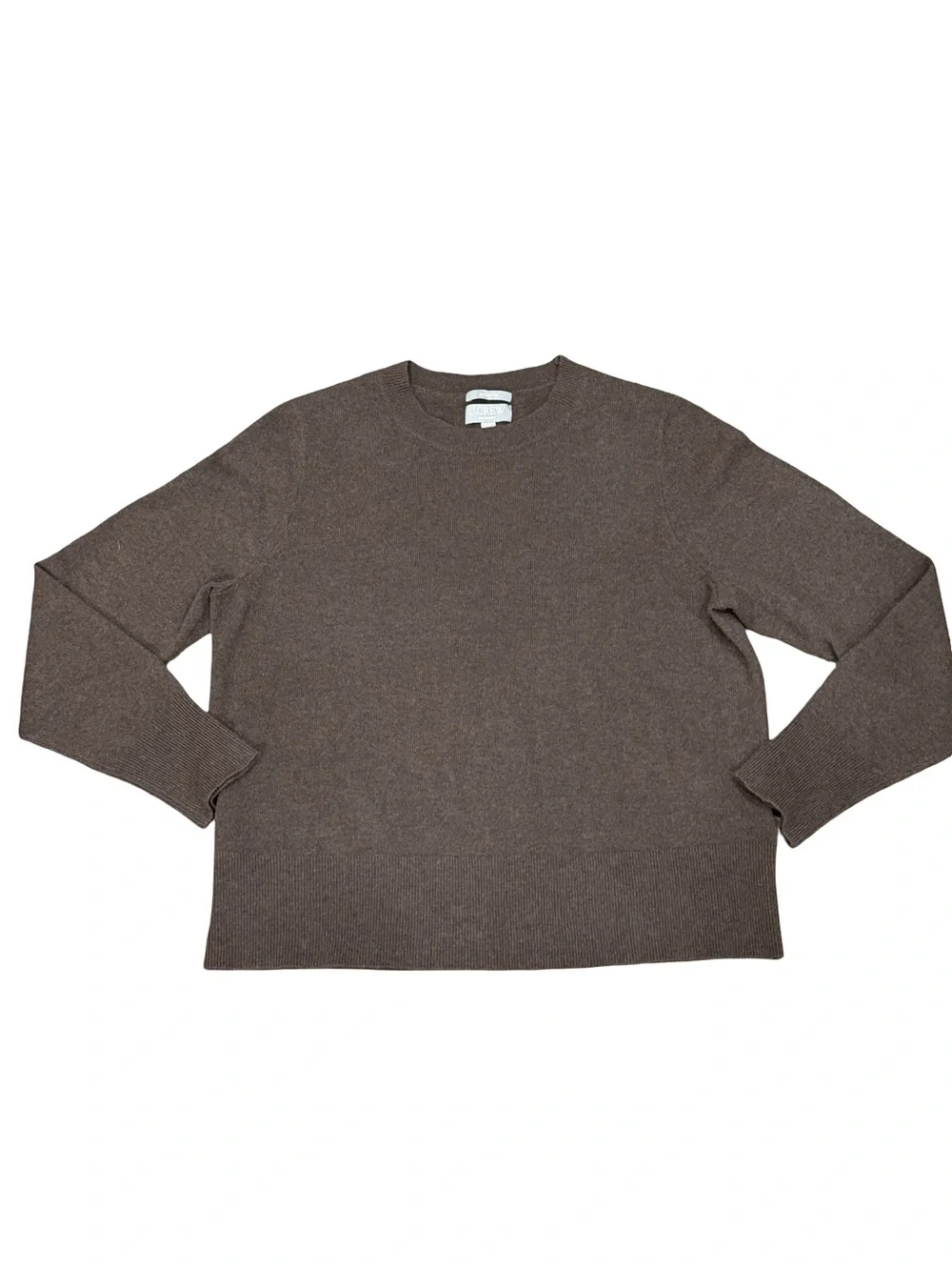 🤎 J.Crew 100% Cashmere Crewneck Sweater Women's Large Brown Luxury Knit